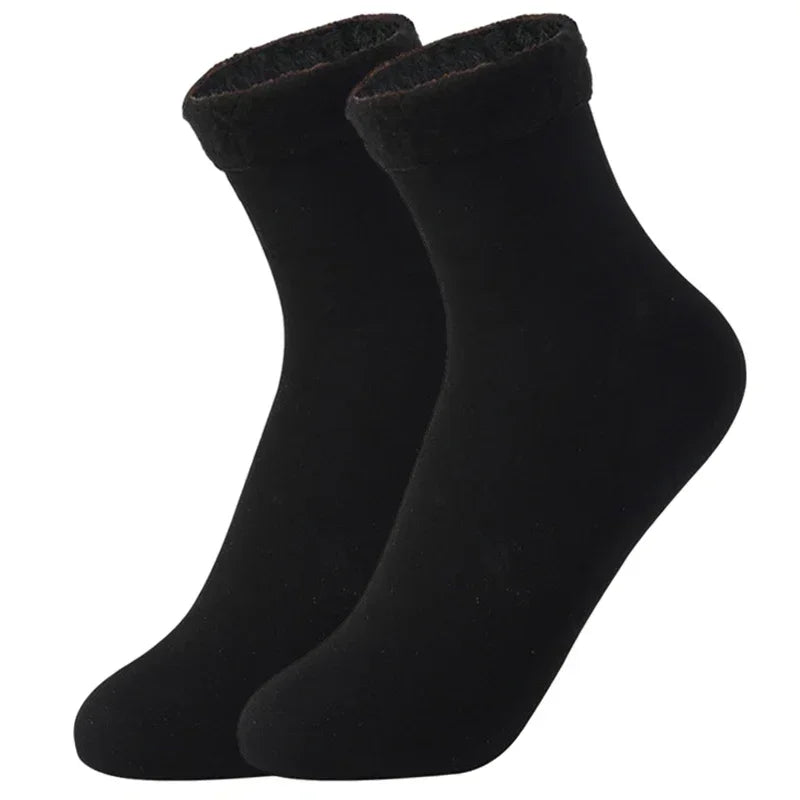 Cozy Velvet Winter Socks for Women - Thick, Soft, and Stylish Plush Footwear in Solid Colors