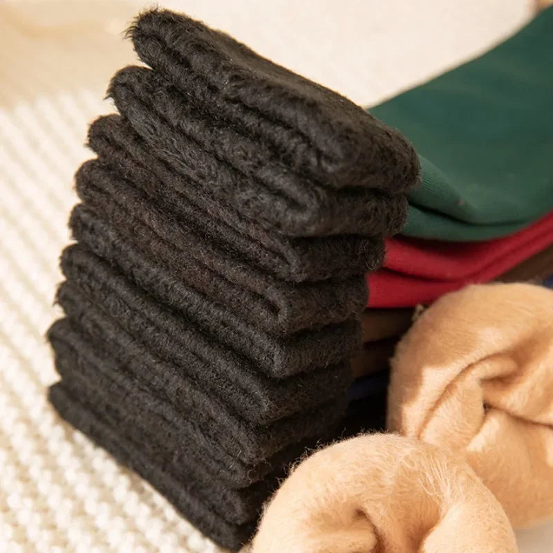 Cozy Velvet Winter Socks for Women - Thick, Soft, and Stylish Plush Footwear in Solid Colors