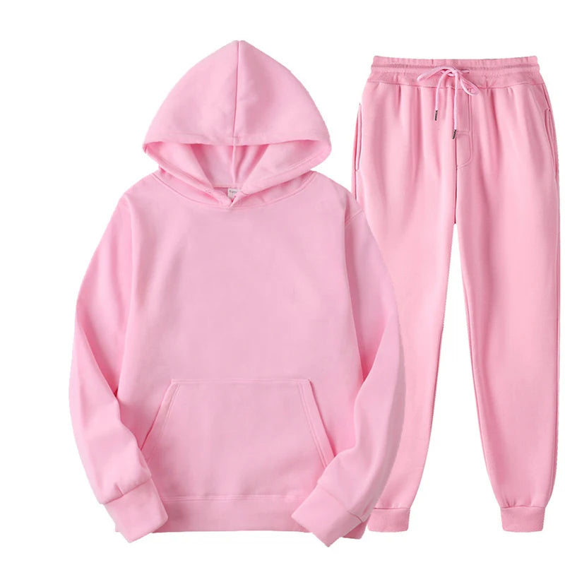 Elevate Your Workout with Our Stylish Women's Autumn Tracksuit - Cozy Hooded Pullover & Fleece Jogger Set