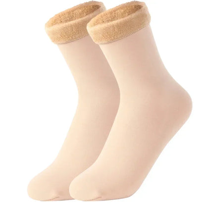 Cozy Velvet Winter Socks for Women - Thick, Soft, and Stylish Plush Footwear in Solid Colors