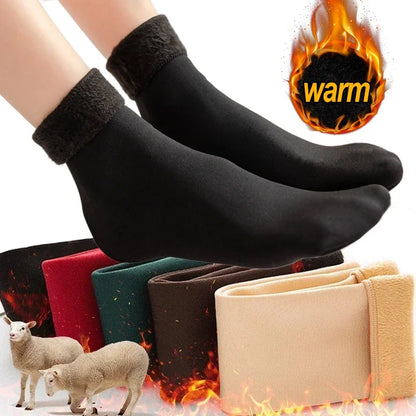 Cozy Velvet Winter Socks for Women - Thick, Soft, and Stylish Plush Footwear in Solid Colors