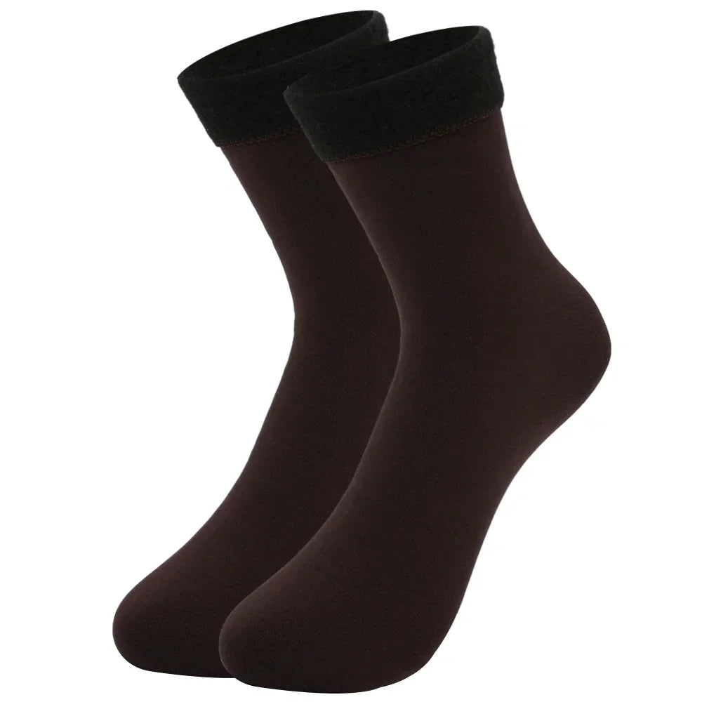 Cozy Velvet Winter Socks for Women - Thick, Soft, and Stylish Plush Footwear in Solid Colors