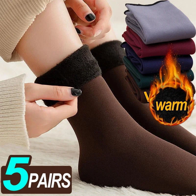 Cozy Velvet Winter Socks for Women - Thick, Soft, and Stylish Plush Footwear in Solid Colors